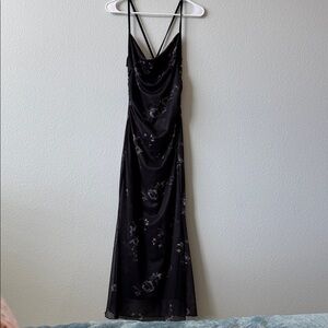 Elegant Black Floral Slip Dress